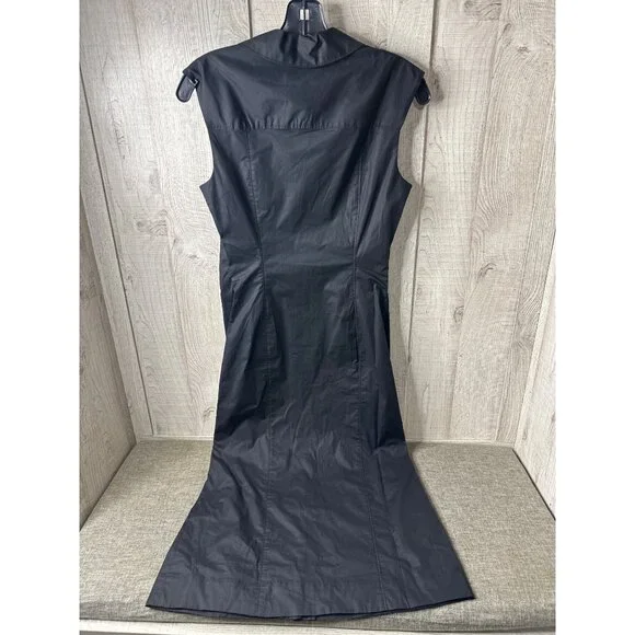 Derek Lam 10 Crosby Black Ruched Button Down Sleeveless Shirt Dress Size 2 - Picture 2 of 9